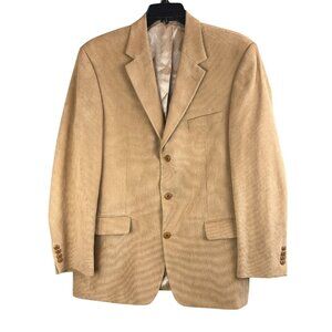 Andrew Fezza Blazer Mens 42 Long Tan Corduroy Sport Coat Classic 3 Button Jacket